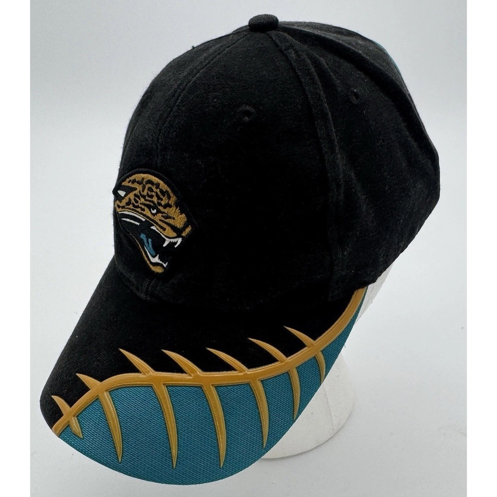 VTG 90s RARE Jacksonville Jaguars NFL Strapback Hat Football‎ Laces Brim Black